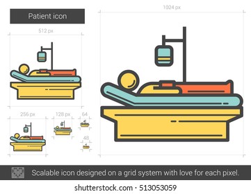 Patient vector line icon isolated on white background. Patient line icon for infographic, website or app. Scalable icon designed on a grid system.