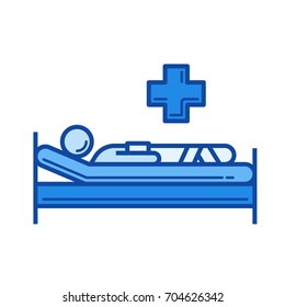 Icono de línea vector del paciente aislado en fondo blanco. Icono de línea del paciente para infografía, sitio web o aplicación. Icono azul diseñado en un sistema de cuadrícula.