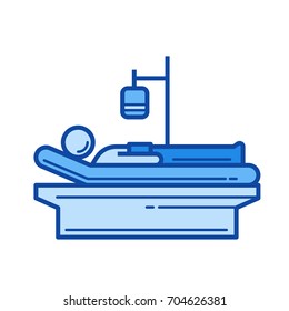 Icono de línea vector del paciente aislado en fondo blanco. Icono de línea del paciente para infografía, sitio web o aplicación. Icono azul diseñado en un sistema de cuadrícula.