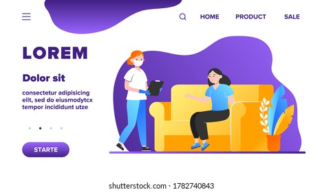 Patient waiting medical test result in hospital. Visiting doctor, nurse, clinic flat vector illustration. Medical examination, consultation concept for banner, website design or landing web page