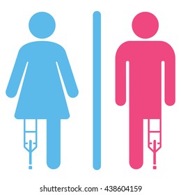 Patient WC Persons vector icon. Style is bicolor flat icon symbol with rounded angles, pink and blue colors, white background.