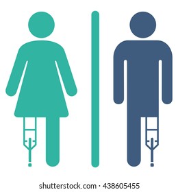 Patient WC Persons vector icon. Style is bicolor flat icon symbol with rounded angles, cobalt and cyan colors, white background.