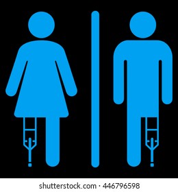 Patient WC Persons vector icon. Style is flat icon symbol with rounded angles, blue color, black background.