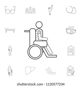 Patient in a wheelchair icon. Simple element illustration. Patient in a wheelchair symbol design from Medical collection set. Can be used for web and mobile on white background