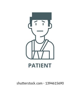 Patient,broken hand vector line icon, linear concept, outline sign, symbol
