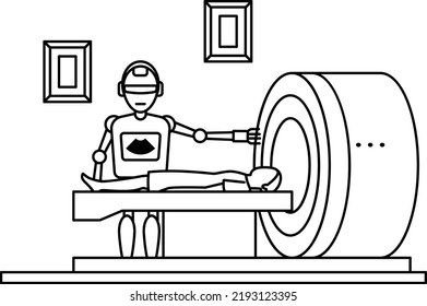 Patientenmontierte Roboter-Plattform-Vektorsymbol, Robotermedizin-Symbol, Gesundheitszeichen, künstliche Intelligenz-Werke in der modernen Klinik, MRI-Roboterkonzept