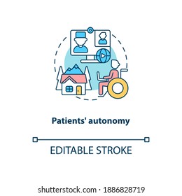 Patients autonomy concept icon. Telemedicine benefits. Health care technologies. Patient body treatment idea thin line illustration. Vector isolated outline RGB color drawing. Editable stroke