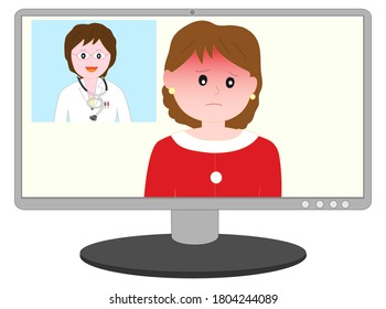 Patients being seen online by a female doctor.