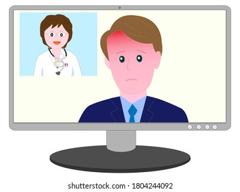 Patients being seen online by a female doctor.