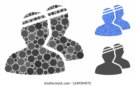 Patients composition of filled circles in different sizes and color hues, based on patients icon. Vector filled circles are composed into blue composition.