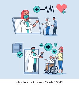 Patients consult with doctors through online clinics. In a state of need to maintain a distance during the coronavirus or COVID 19 epidemic 