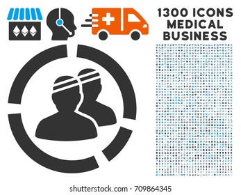Patients Diagram gray vector icon with 1300 health care commercial icons. Clipart style is flat bicolor light blue and gray pictograms.