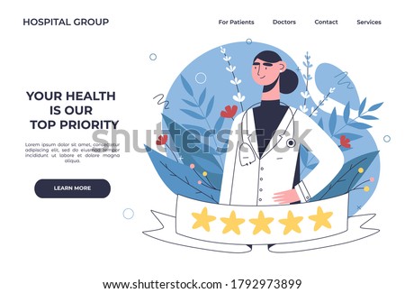 Patients evaluate doctors review and rating via mobile app. Choosing top rated doctor for treatment. Online healthcare hospital or clinic, visit planner, first aid website concept.