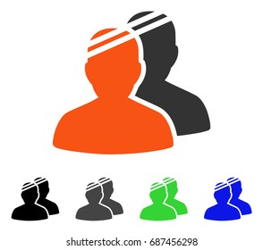 Patients flat vector pictograph. Colored patients gray, black, blue, green pictogram versions. Flat icon style for web design.