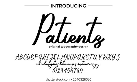 Fonte dos pacientes Pincel elegante pintado com letras maiúsculas vetoriais, alfabeto, fonte