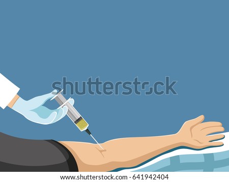 Patient's hand and syringe.