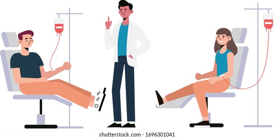 Patients are hanging the IV drip and doctor is giving some advice. I guess this picture is adapt to some medical topic.