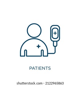 patients icon. Thin linear patients outline icon isolated on white background. Line vector patients sign, symbol for web and mobile