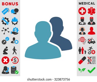 Patients vector icon. Style is bicolor flat symbol, cyan and blue colors, rounded angles, white background.