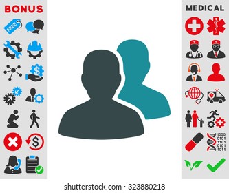 Patients vector icon. Style is bicolor flat symbol, soft blue colors, rounded angles, white background.