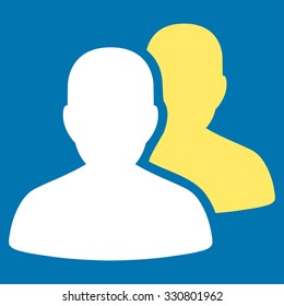 Patients vector icon. Style is bicolor flat symbol, yellow and white colors, rounded angles, blue background.