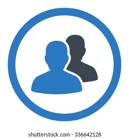 Icono vector de pacientes. El estilo es un símbolo bicolor redondeado plano, colores azul liso, ángulos redondeados, fondo blanco.