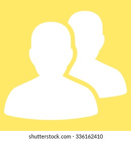 Patients vector icon. Style is flat symbol, white color, rounded angles, yellow background.