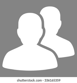 Patients vector icon. Style is flat symbol, white color, rounded angles, gray background.