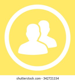 Patients vector icon. Style is flat rounded symbol, white color, rounded angles, yellow background.