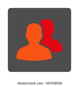 Patients vector icon. Style is flat rounded square silver button with red symbol, white background.