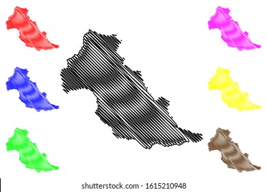 Patillas municipality (Commonwealth of Puerto Rico, Porto Rico, PR, Unincorporated territories of the United States) map vector illustration, scribble sketch Patillas map