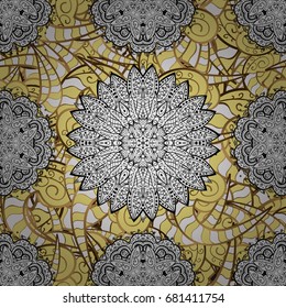 Patina. Carving. Small depth of field. Pattern on background with golden elements. Backdrop with gold trim. Luxury furniture. Furniture in classic style. Seamless element woodcarving.
