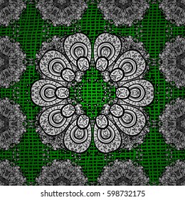 Patina. Furniture in classic style. Pattern on green background with white elements. Green tree with rough trim. Luxury furniture. Element woodcarving. Small depth of field. Carving.