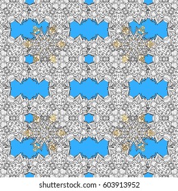 Patina. Seamless element woodcarving. Blue backdrop with gray trim. Furniture in classic style. Luxury furniture. Pattern on blue background with white elements. Carving. Small depth of field.