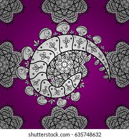 Patina. Seamless element woodcarving. Luxury furniture. Pattern on magenta background with white elements. Small depth of field. Furniture in classic style. Magenta backdrop with white trim. Carving.