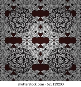 Patina. Small depth of field. Seamless element woodcarving. Furniture in classic style. Brown backdrop with white trim. Pattern on brown background with white elements. Luxury furniture. Carving.