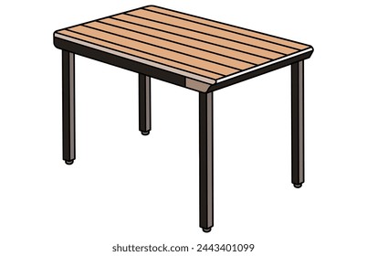 Patio area cafe and garden furniture table vector, Patio desk illustration
