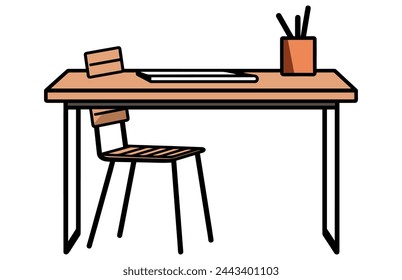 Patio area cafe and garden furniture table vector, Patio desk illustration
