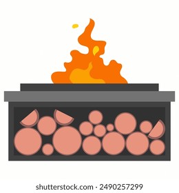 Patio fire pit vector cartoon illustration isolated on a white background.