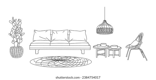 Patio outdoor furniture garden vector Set isolated