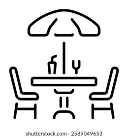 Patio sitting icon in linear style 