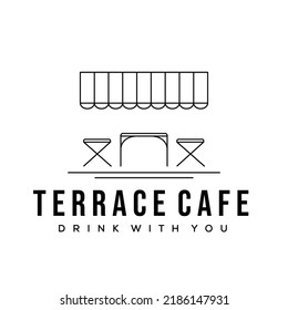 patio table chair cafe shop line art logo vector minimalist illustration design