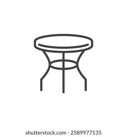Patio Table line icon. linear style sign for mobile concept and web design. Round outdoor table outline vector icon. Symbol, logo illustration. Vector graphics