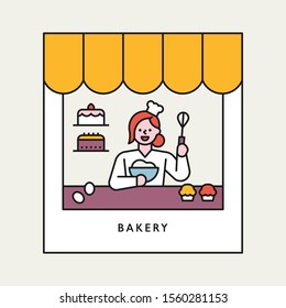 Patisserie in the bakery. flat design style minimal vector illustration.