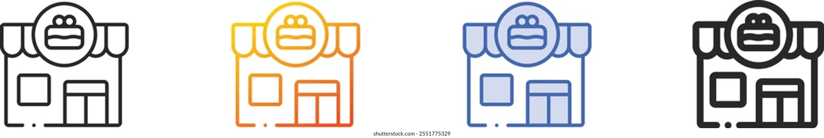 patisserie icon.Thin Linear, Gradient, Blue Stroke and bold Style Design Isolated On White Background