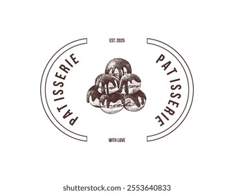 Patisserie premade logo with hand drawn profitroles