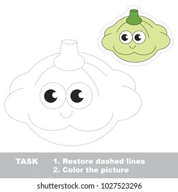 Patisson Zucchini Funny. Dot to dot educational game for kids.
