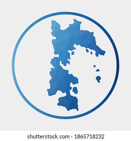 Patmos icon. Polygonal map of the island in gradient ring. Round low poly Patmos sign. Vector illustration.