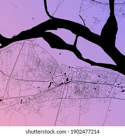 Patna, Bihar, India (IND) - Urban vector city map with parks, rail and roads, highways, minimalist town plan design poster, city center, downtown, transit network, gradient blueprint