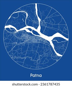 Patna India Asia City Map blue print round Circle vector illustration
